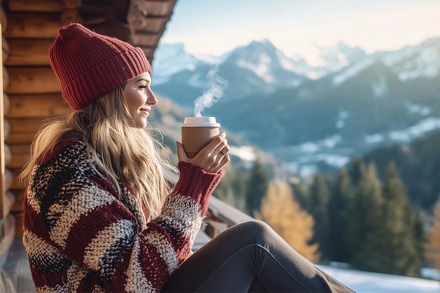 Bebida caliente Navacerrada en la nieve
